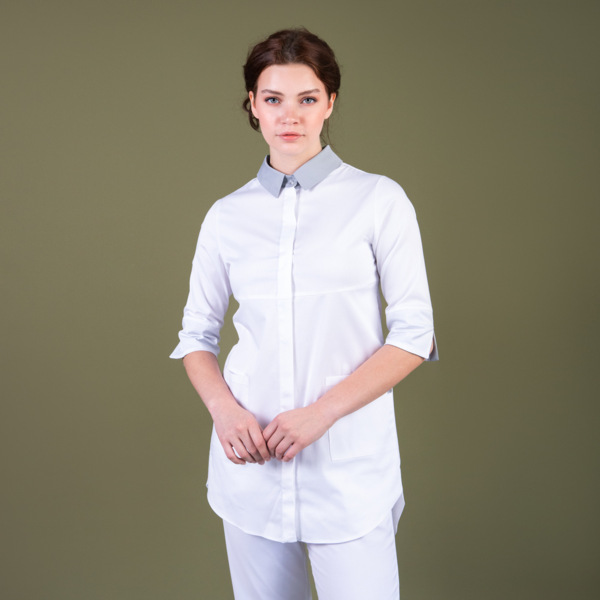 Рубашка женская на кнопках TZ450, белый, 46 - фото 0