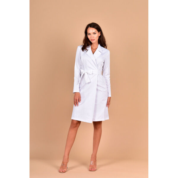 Халат женский тренч, белый, 56 - фото 4
