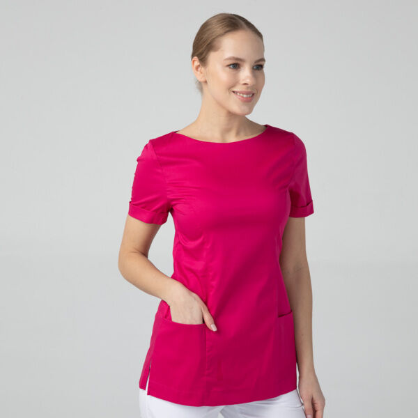 Туника женская Dr. Nice с молнией сзади, короткий рукав, малиновый, 54 - фото 3
