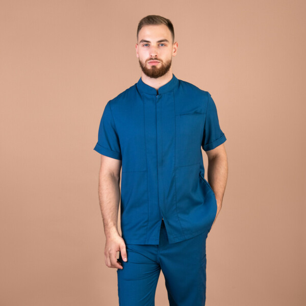Рубашка мужская на молнии TZ700, синий, 48 - фото 2