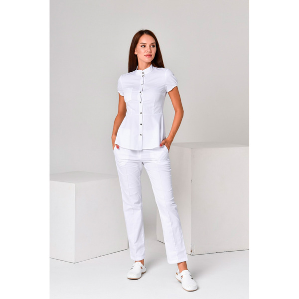 Брюки женские со стрелками, белый, 46 - фото 0