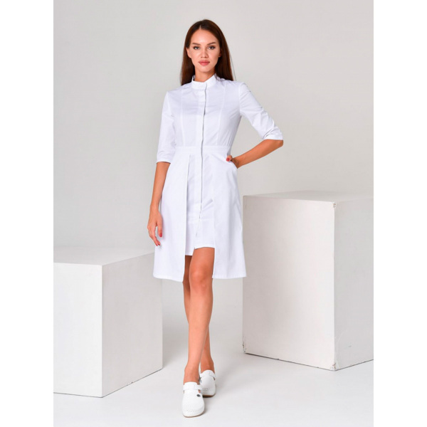 Халат женский с двойной юбкой, белый, 50 - фото 1