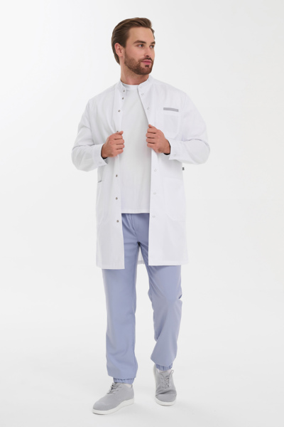 Халат мужской на кнопках Тезис TZ810, белый, 54 - фото 4