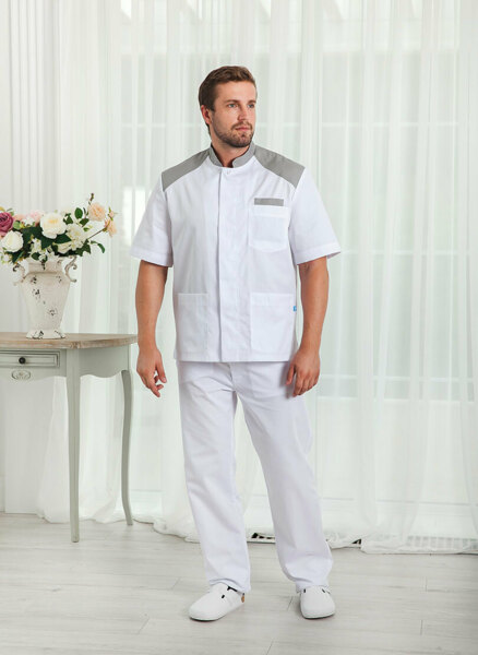 Рубашка мужская на кнопках, белый, 56 - фото 1