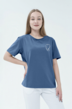 Футболка женская Тезис, принт "Зубик", синий, 52-54