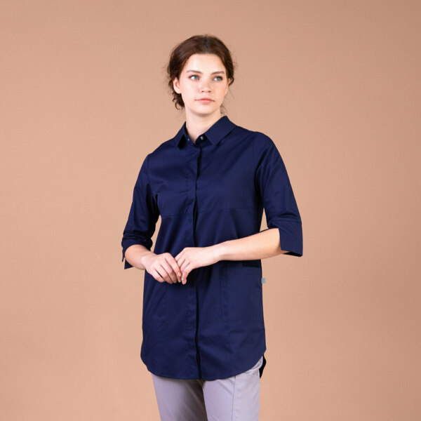 Рубашка женская на кнопках TZ450, темно-синий, 48