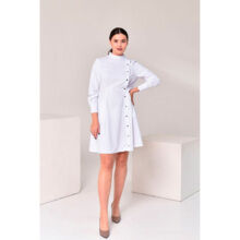 Халат женский с расклешенной юбкой, белый, 46