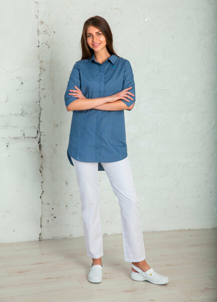 Рубашка женская на кнопках, деним, 42 - фото 2