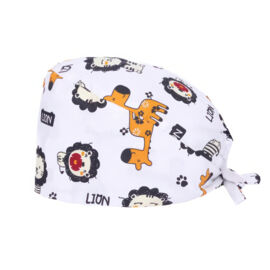 Шапочка медицинская, принт "Лев", белый
