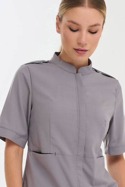 Рубашка женская на молнии Тезис TZ400, серо-бежевый, 42 - фото 1