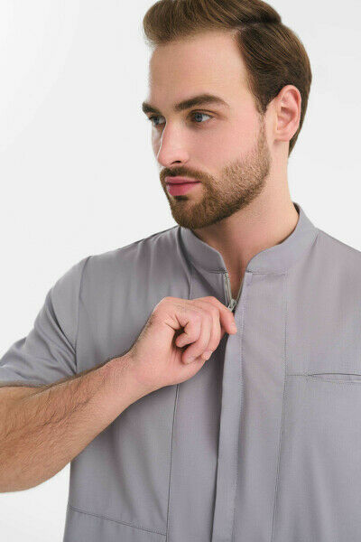 Рубашка мужская на молнии Тезис TZ700, серо-бежевый, 52 - фото 1