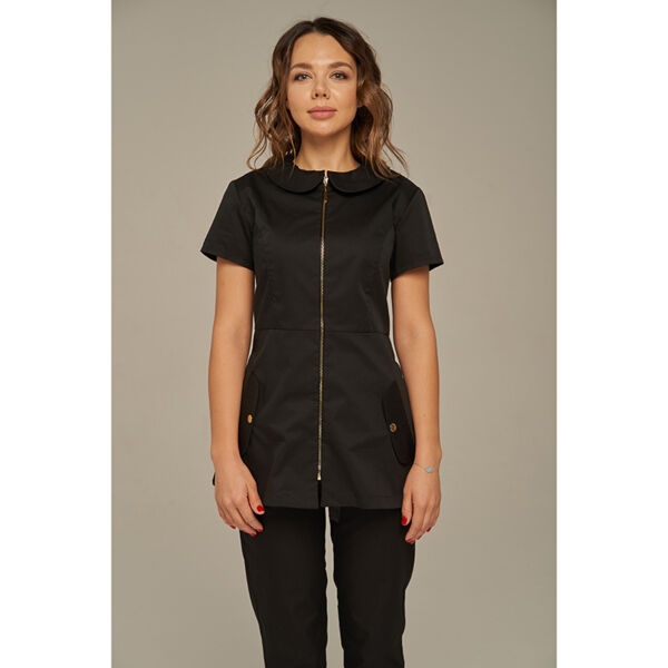 Туника женская Dr. Nice на молнии, с воротником, черный, 50 - фото 2