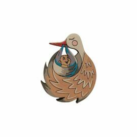 Значок AUGUST WOOD «Аист», голубая пеленка, 1 шт