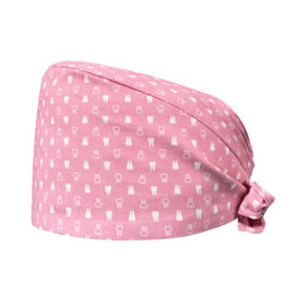 Шапочка медицинская, принт "Зубы", розовая