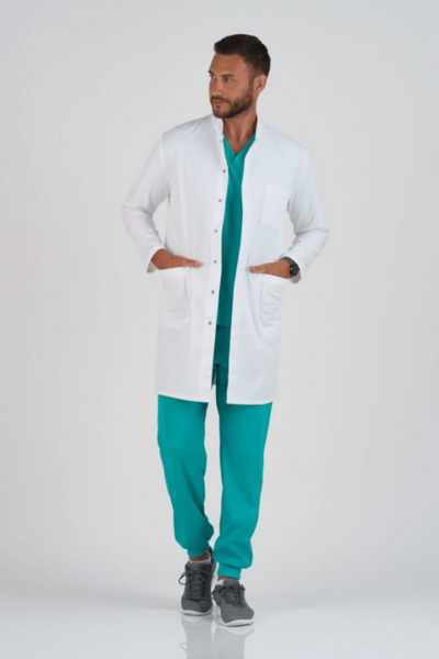 Халат мужской Тезис TZ833 на кнопках, белый, 56 - фото 1