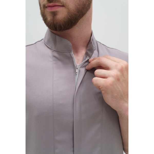 Рубашка мужская на молнии TZ700, серо-бежевый, 50 - фото 4
