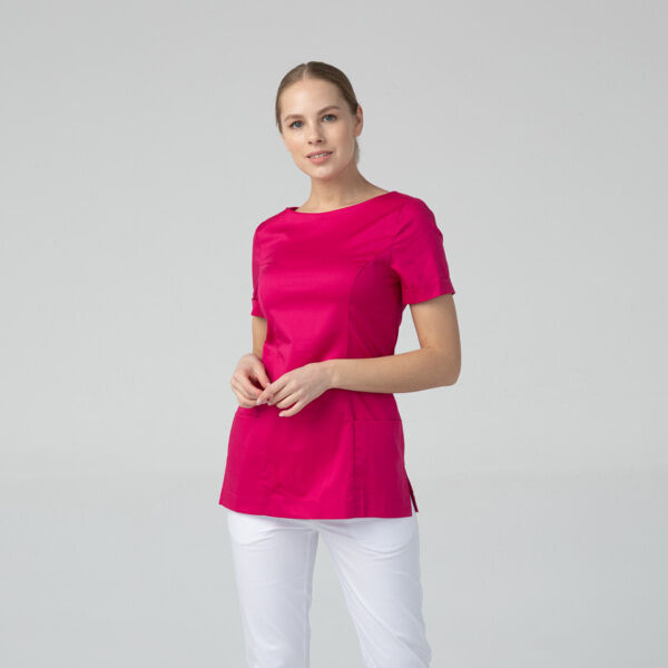 Туника женская Dr. Nice с молнией сзади, короткий рукав, малиновый, 48 - фото 2