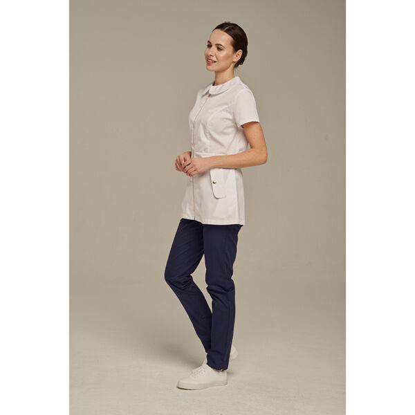 Туника женская Dr. Nice на молнии, с воротником, белый, 46 - фото 3