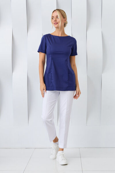 Туника женская Dr. Nice с молнией сзади, короткий рукав, синий, 56 - фото 3