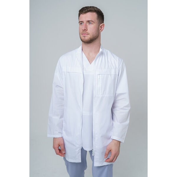 Халат медицинский мужской на молнии, белый, 50