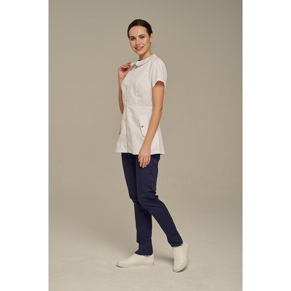 Туника женская Dr. Nice на молнии, с воротником, белый, 42 - фото 2