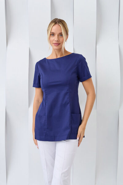 Туника женская Dr. Nice с молнией сзади, короткий рукав, синий, 44 - фото 2