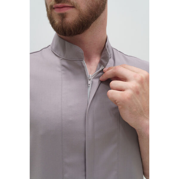 Рубашка мужская на молнии TZ700, серо-бежевый, 48 - фото 4