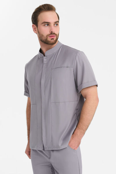 Рубашка мужская на молнии Тезис TZ700, серо-бежевый, 52 - фото 2