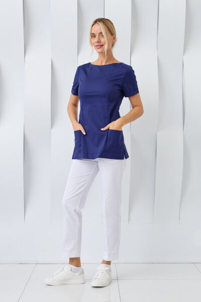 Туника женская Dr. Nice с молнией сзади, короткий рукав, синий, 46 - фото 4