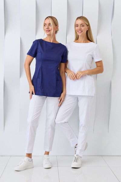 Туника женская Dr. Nice с молнией сзади, короткий рукав, синий, 40 - фото 6