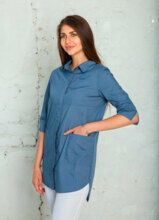 Рубашка женская на кнопках, деним, 40