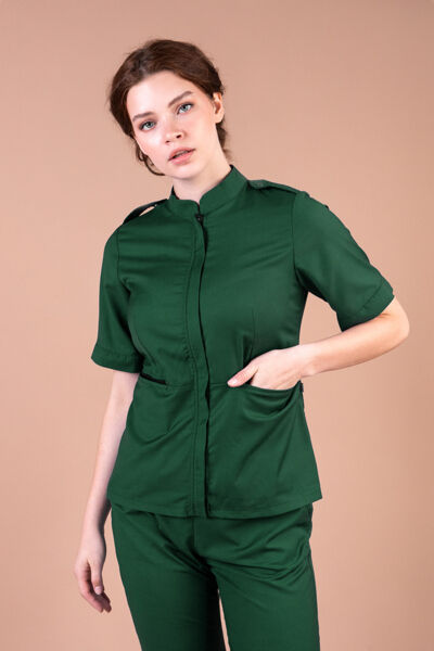 Рубашка женская на молнии TZ400, зеленый, 40 - фото 0