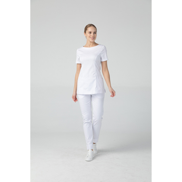 Туника женская Dr. Nice с молнией сзади, короткий рукав, белый, 42