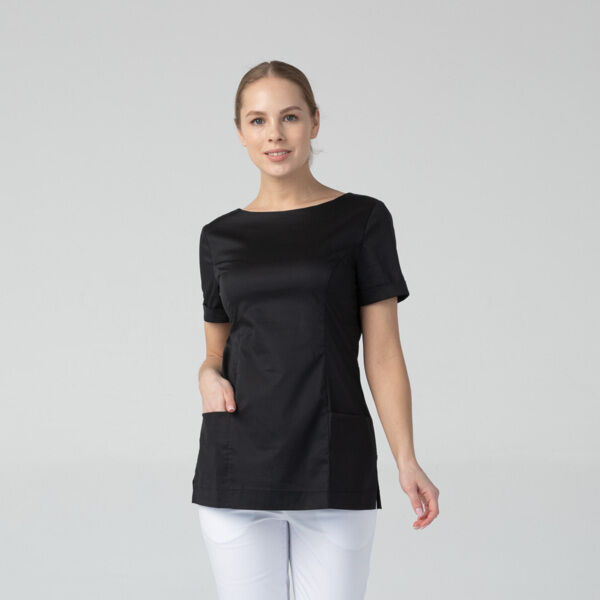 Туника женская Dr. Nice с молнией сзади, короткий рукав, черный, 54 - фото 1