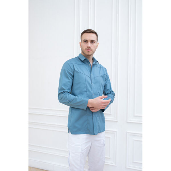 Рубашка мужская Dr. Nice, длинный рукав, деним, 52 - фото 2