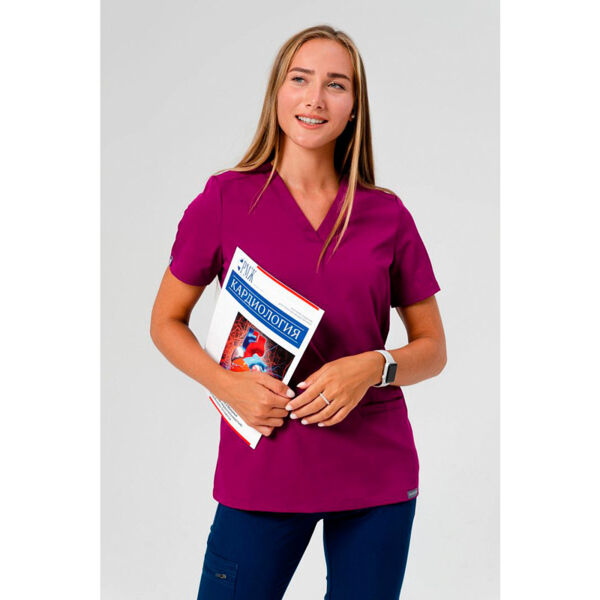 Топ медицинский женский OLIVIA, бордовый, 48 - фото 2