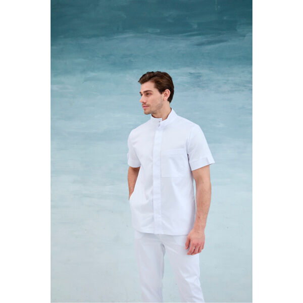 Рубашка мужская Dr. Nice, со стойкой, с коротким рукавом, белый, 56 - фото 1