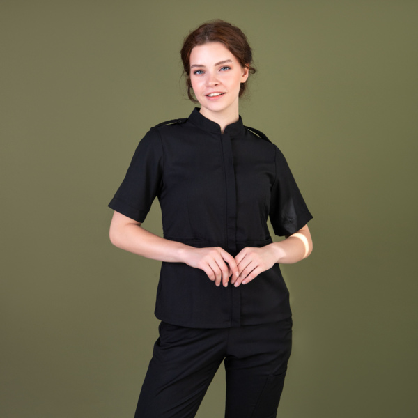 Рубашка женская на молнии TZ400, черный, 52 - фото 1