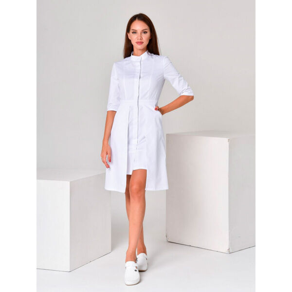 Халат женский с двойной юбкой, белый, 44 - фото 1