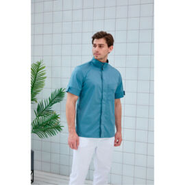 Рубашка мужская Dr. Nice, со стойкой, с коротким рукавом, деним, 54