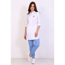 Халат женский 256, длинный рукав, белый, 48