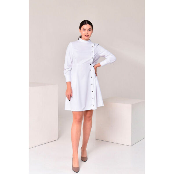 Халат женский с расклешенной юбкой, белый, 46 - фото 0