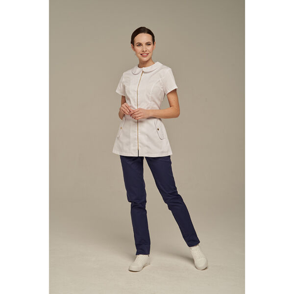 Туника женская Dr. Nice на молнии, с воротником, белый, 46