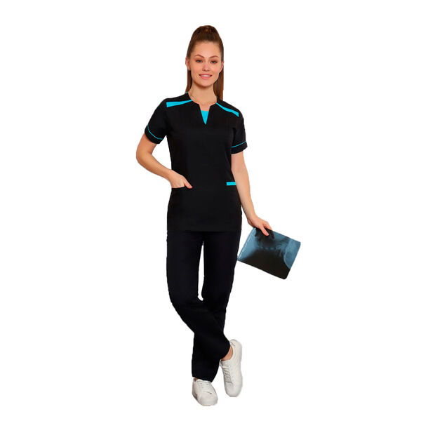 Туника женская 455 с голубыми вставками, черный, 42 - фото 1