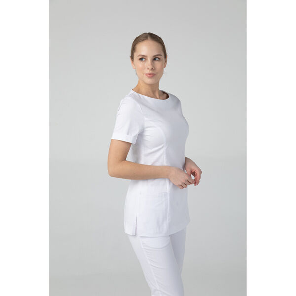 Туника женская с молнией сзади, короткий рукав, белый, 42 - фото 3