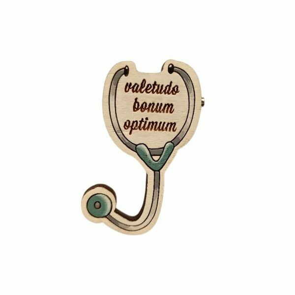 Значок AUGUST WOOD «Фонендоскоп», серо-зеленый, 1 шт