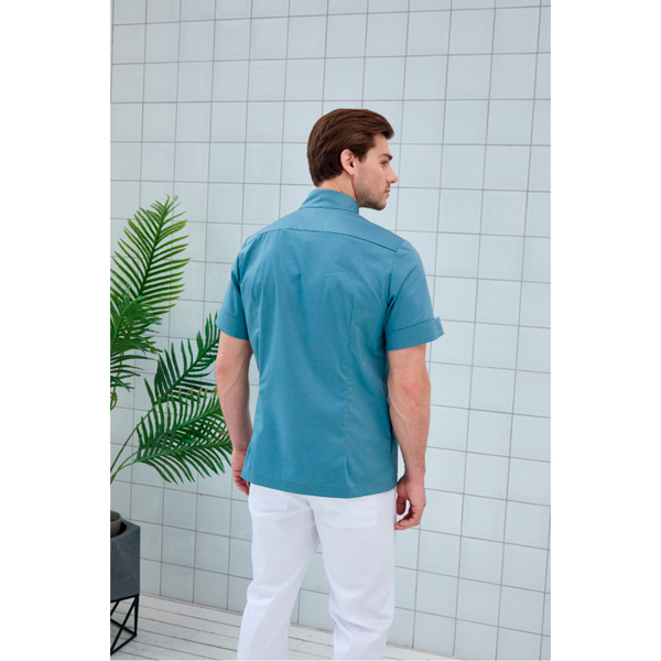 Рубашка мужская Dr. Nice, со стойкой, с коротким рукавом, деним, 54 - фото 4