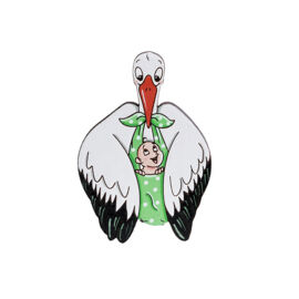 Значок "Аист с малышом", зеленая пеленка