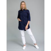 Рубашка женская на кнопках, темно-синий, 54