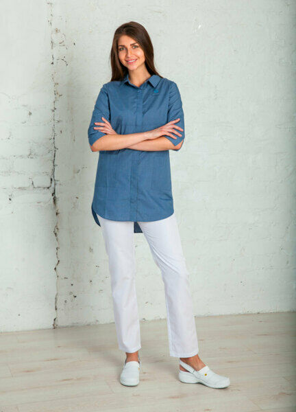 Рубашка женская на кнопках, деним, 52 - фото 2